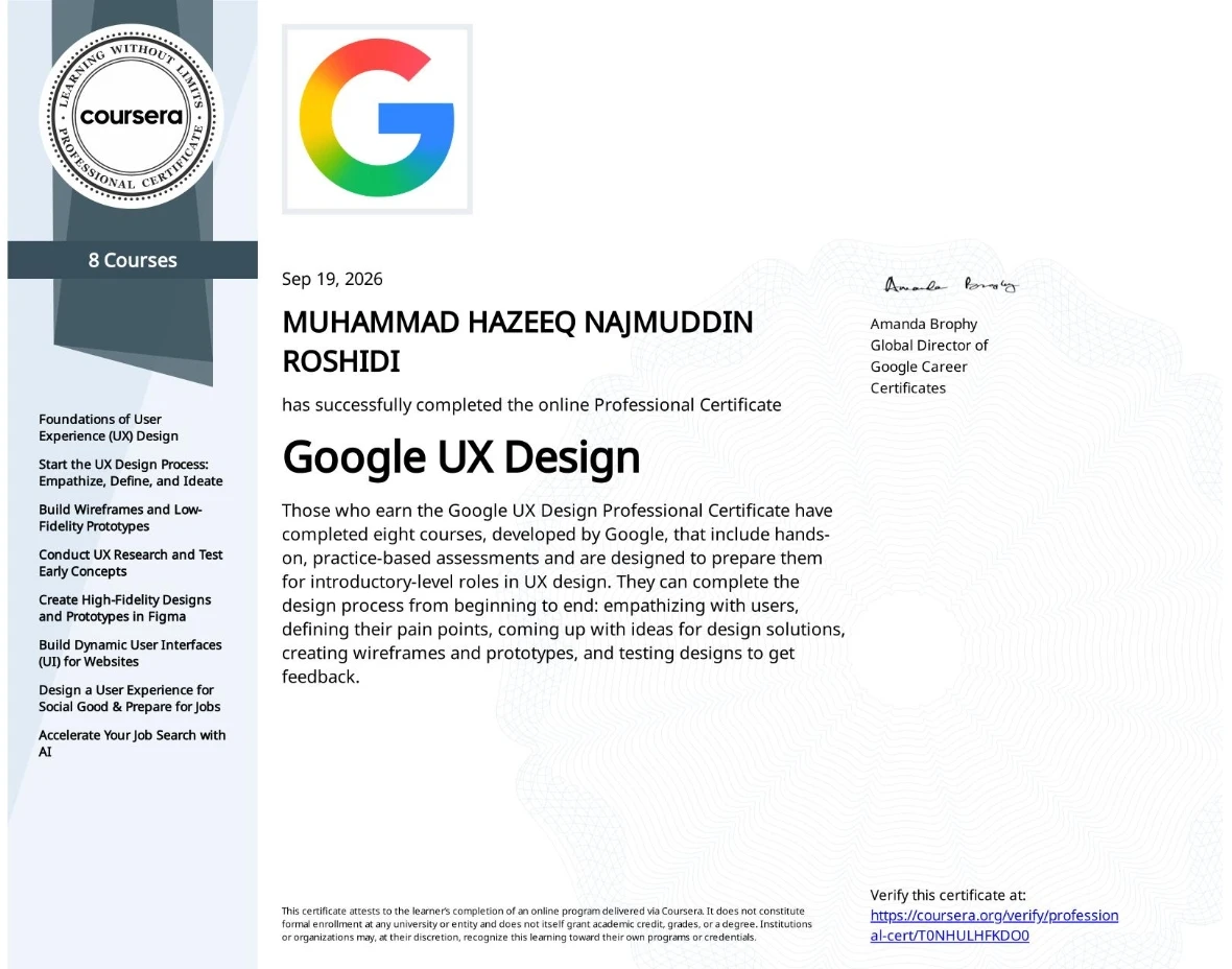 GOOGLE UX DESIGN PROFESSIONAL CERTIFICATE